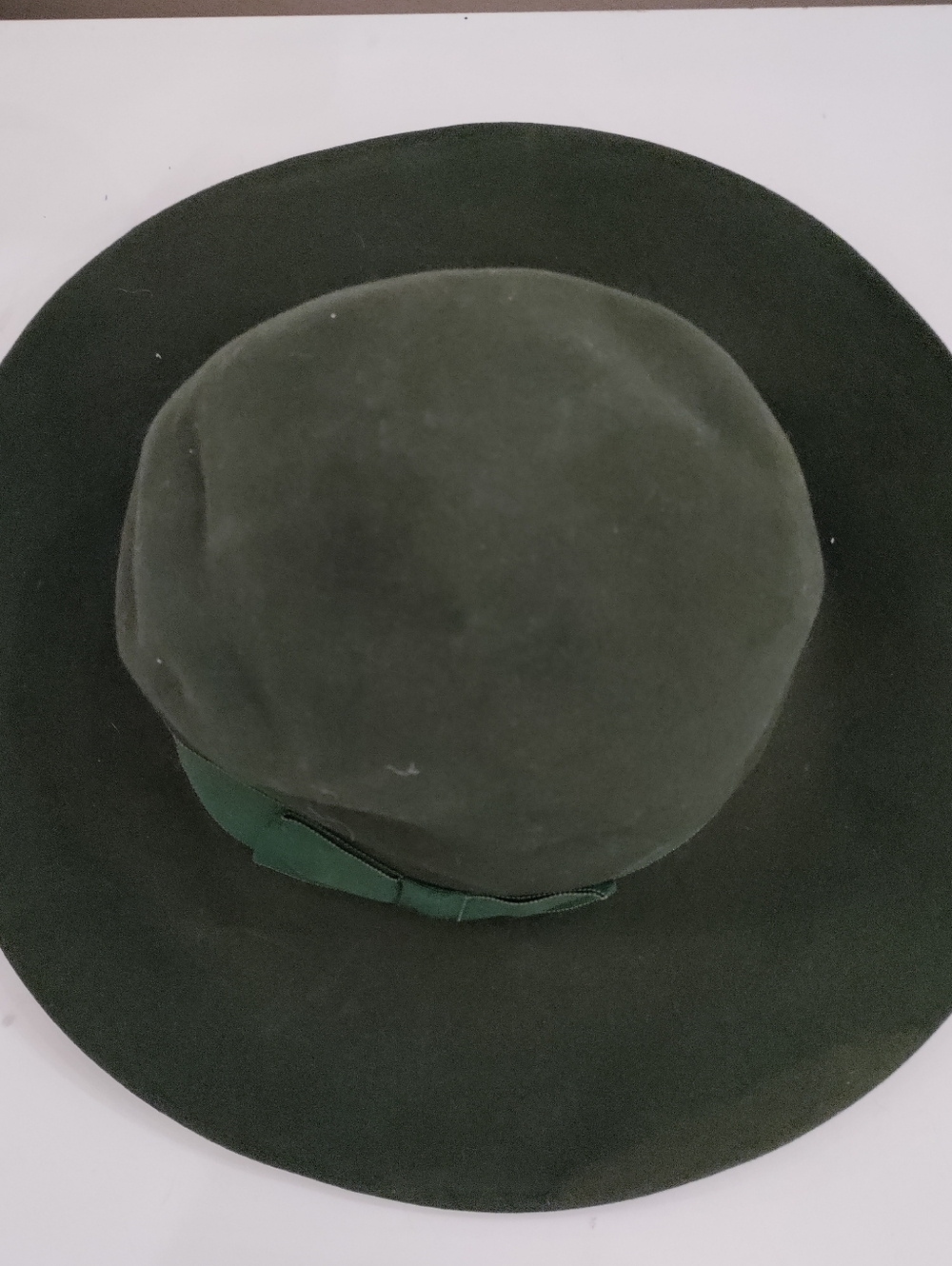 Vintage Dark Green Wide Brim Cloche Felt Hat - Picture 2 of 4